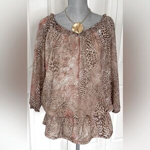 Dana Buchman Leopard Print Blouse- Sz-XL